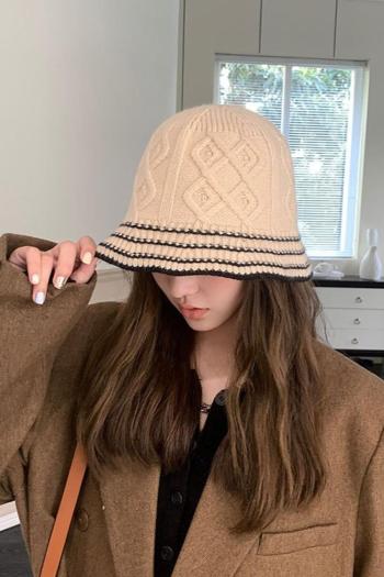 one pc autumn and winter versatile knitted plaid bucket hat 56-58cm