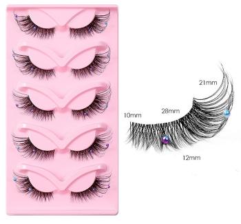 five pair synthetic pearl fox eyes transparent terrier eyelashes(length:28mm)