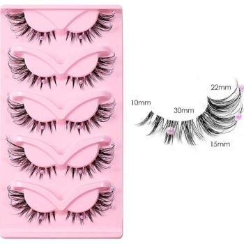 five pair synthetic fox eyes pearl transparent terrier eyelashes(length:30mm)