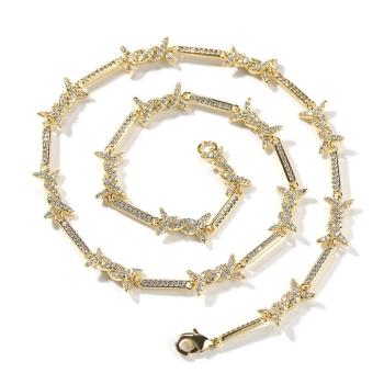 one pc rhinestone thorny wire necklace(length:45cm)