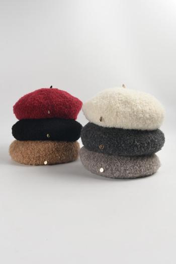 one pc wool-blend terry-hair beret 56-58cm