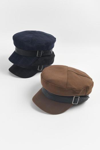 one pc retro plaid flat top newsboy hat 56-58cm