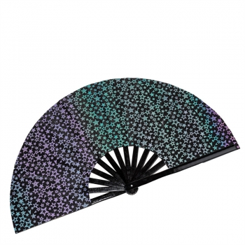 one pc stylish star graphic reflective bamboo dance folding fan 33*65cm