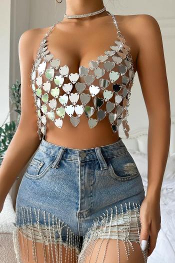 sexy metal chain halter neck heart acrylic vest body chain(only body chain)