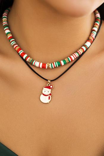 one pc new multicolor beaded christmas snowman pendant adjustable necklace