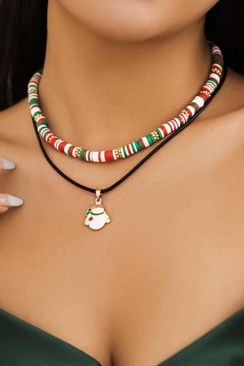 one pc new christmas multicolor beaded snowman pendant adjustable necklace