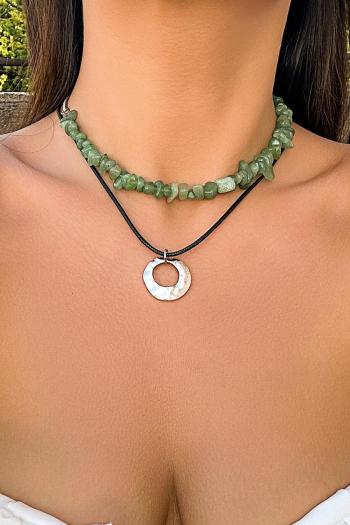 one pc stylish new turquoise beaded double layer adjustable necklace