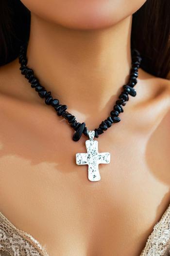 one pc retro new 7 colors turquoise beaded cross pendant adjustable necklace