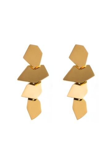 one pair new stylish solid color irregular titanium steel earrings(length:5cm)