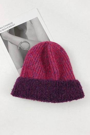 one pc stylish new contrast color warm knitted beanie 56-58cm