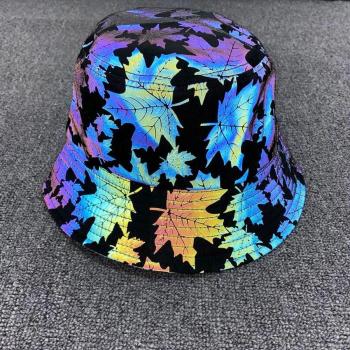 one pc maple leaf graphic reflective hip-hop personality buckle hat 58cm