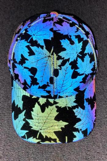 one pc hip-hop maple leaf graphic reflective adjustable baseball cap 58cm