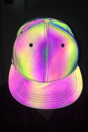 one pc stylish hip-hop reflective flat brim adjustable baseball cap 58cm