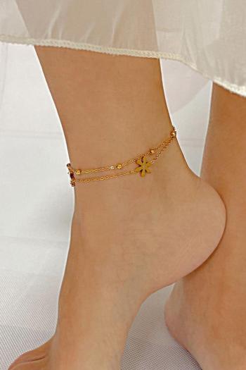 one pc stylish new rhinestone decor flower stainless steel anklet(mixed length)