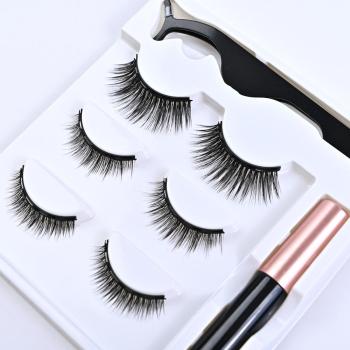 three pair with magnetic eye lasting magnetic fake eyelashes with box#1(mixed length)