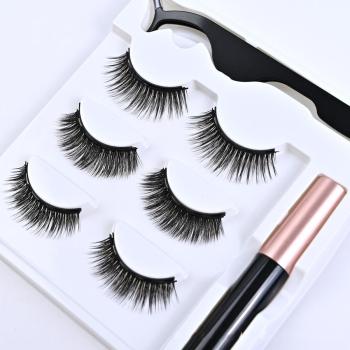 three pair with magnetic eye lasting magnetic fake eyelashes with box#2(mixed length)