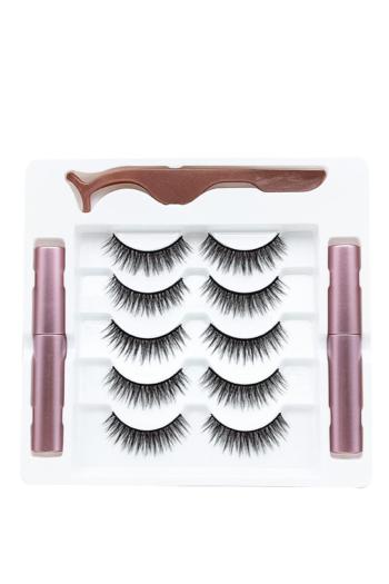 five pair with magnetic eye lasting magnetic fake eyelashes with box(eyelashes length：32mm, 7-12-7mm)