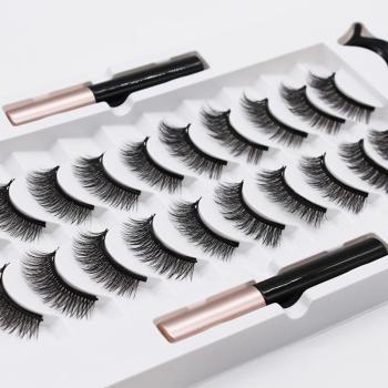ten pair with magnetic eye lasting magnetic fake eyelashes with box#3(mixed length)