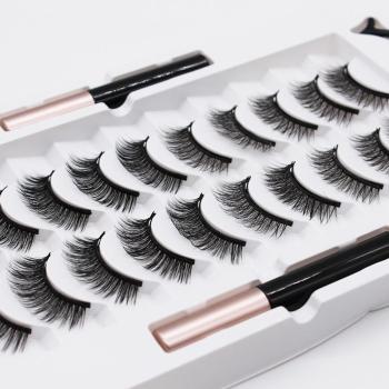 ten pair with magnetic eye lasting magnetic fake eyelashes with box#4(mixed length)