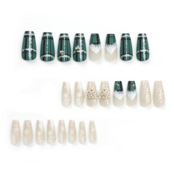 Christmas 24 pcs matte pearl snowflake fake nails x3 boxes(with 3 pcs tapes)