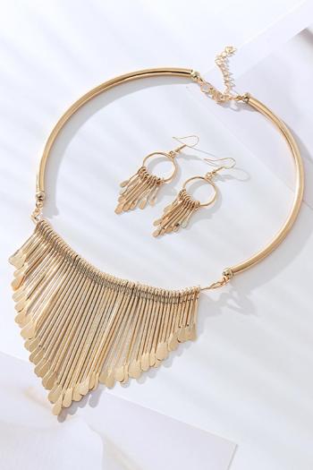 one set of stylish new alloy tassels decor earrings necklace(mixed length)