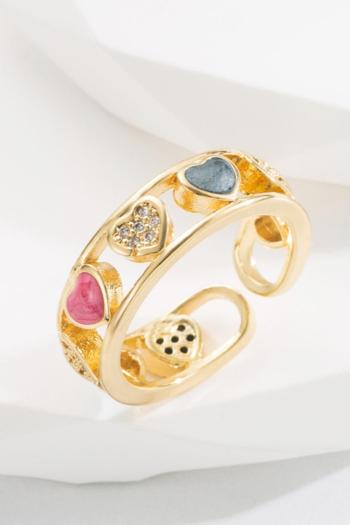 one pc stylish new 7 colors dripping oil heart rhinestone decor ring(width :2cm)