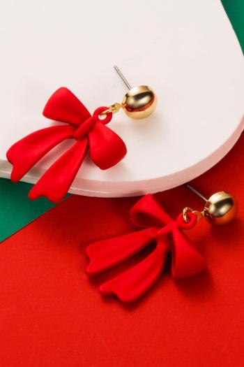 one pair new stylish christmas bow pendant earrings(length:3.7cm)