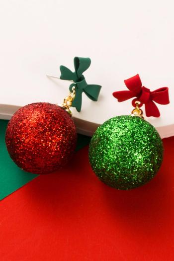 one pair new contrast color christmas round pendant earrings(length:3.5cm)