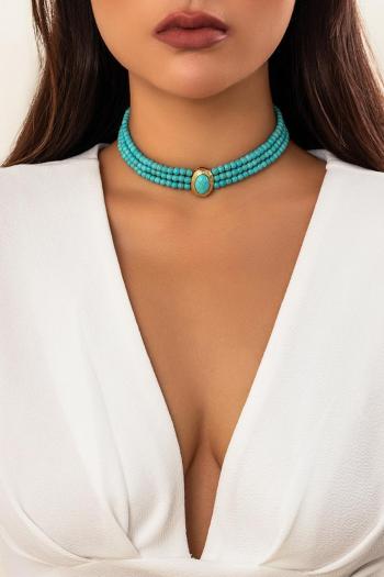 one pc stylish new alloy chain turquoise decor adjustable necklace