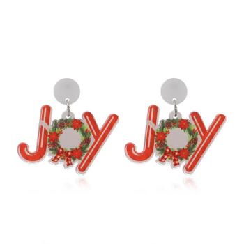one pair christmas letter acrylic earrings(length:3.3cm)