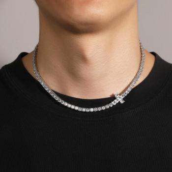one pc hip hop rhinestones brass men's necklace(length:40cm)
