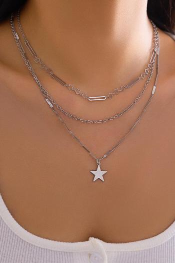 one pc stylish new pentagram pendant three layer adjustable necklace