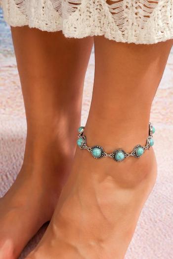 one pc retro new national style turquoise decor alloy adjustable anklet