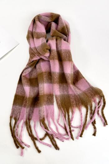 one pc stylish new contrast color lattice warm scarf 40*210cm