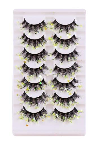 seven pair new sequin synthetic cross multi-layer fake eyelashes with box#5(length:35mm)