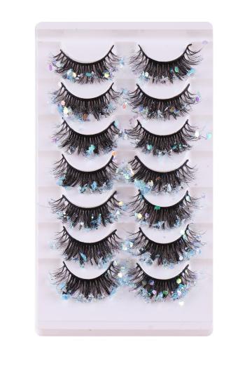 seven pair new sequin synthetic cross multi-layer fake eyelashes with box#6(length:35mm)