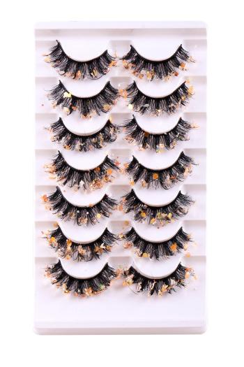 seven pair new sequin synthetic cross multi-layer fake eyelashes with box#7(length:35mm)