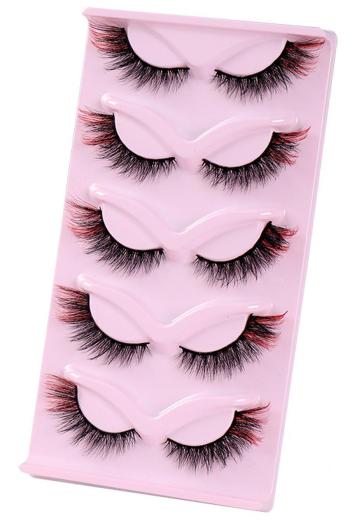 five pair new synthetic highlight dyeing multi-layer fake eyelashes with box(length:35mm)