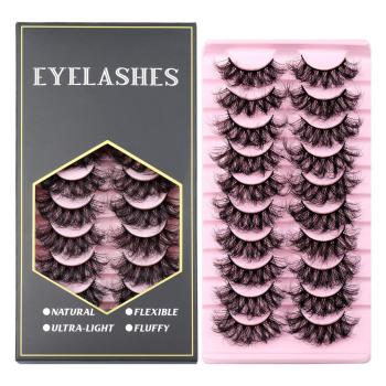 ten pair new stylish synthetic cross curly false eyelashes with box#1(length:34mm)