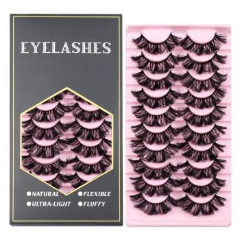 ten pair new stylish synthetic cross curly false eyelashes with box#2(length:36mm)