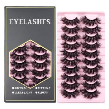 ten pair new stylish synthetic cross curly false eyelashes with box#3(length:34mm)
