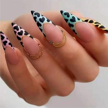 24 pcs matte leopard print long fake nails x3 boxes(with 3 pcs tapes)