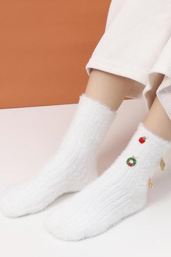 one pair new stylish christmas pendant decor warm crew socks