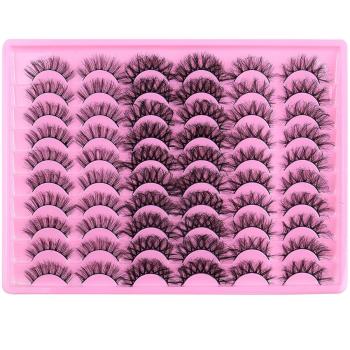 thirty pair new stylish solid color synthetic false eyelashes with box#1(mixed length)