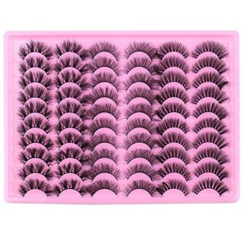 thirty pair new stylish solid color synthetic false eyelashes with box#2(mixed length)