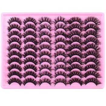 thirty pair new stylish solid color synthetic false eyelashes with box#3(mixed length)