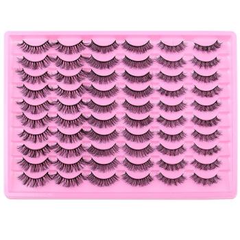thirty pair new stylish solid color synthetic false eyelashes with box#4(mixed length)