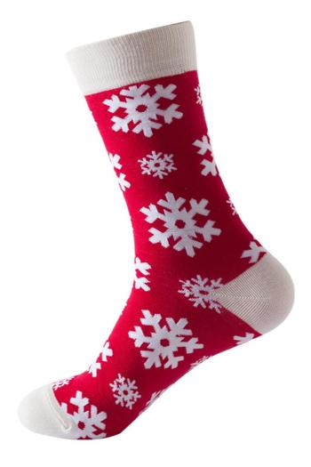 one pair christmas snowflake pattern stylish crew socks