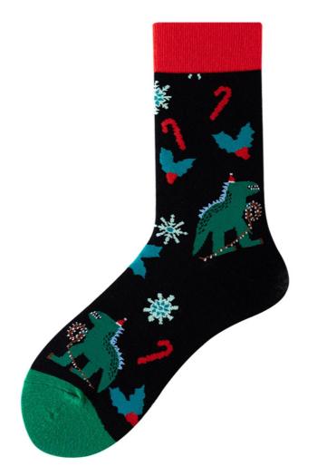 one pair stylish christmas cartoon patterns cotton crew socks#1
