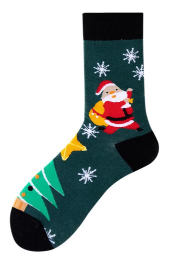 one pair stylish christmas cartoon patterns cotton crew socks#4